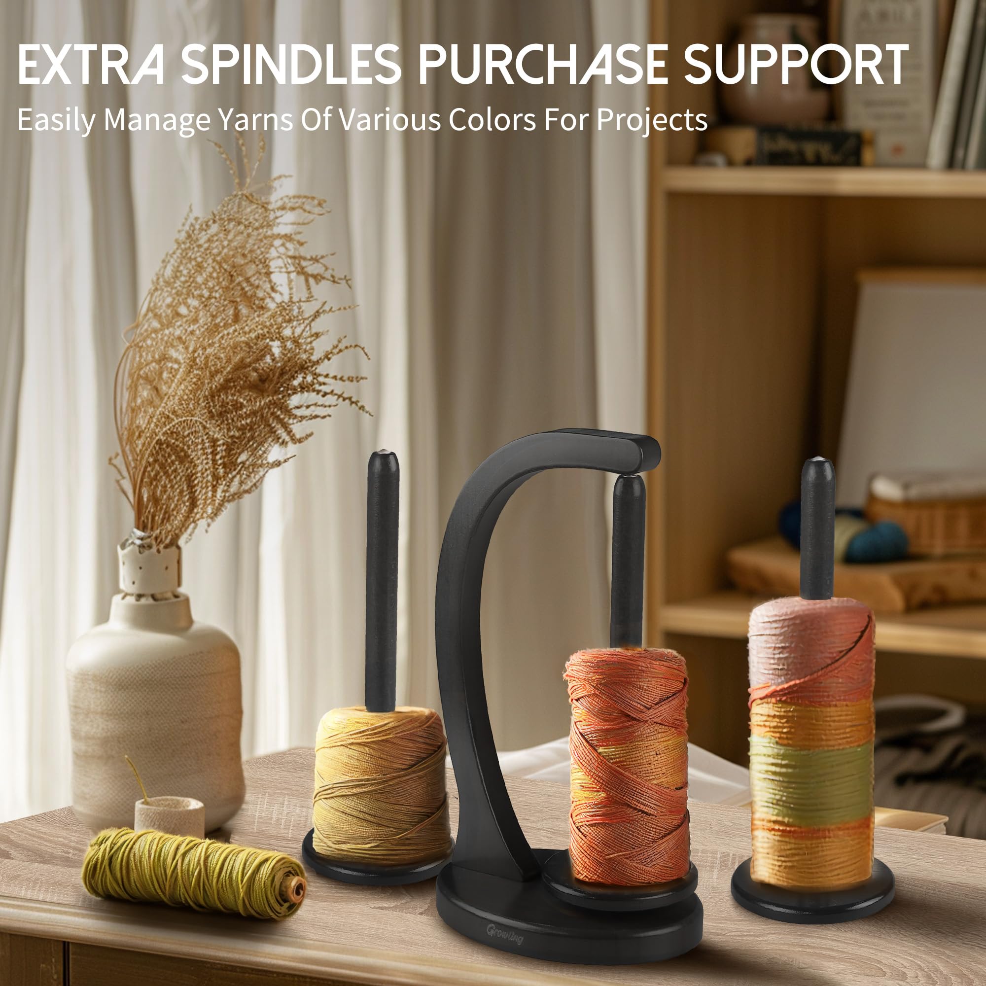 Aazon.co: Iioo Portable Yarn Holder - Wooden Yarn Spool Holder With...