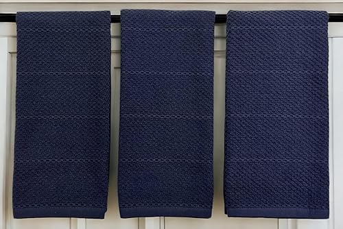 Miniatura 3 de Serafina Home Toallas de cocina azul marino 100% algodón paño de limpieza suave secado absorbente texturizado Terry Loop, juego de 3 multiusos para