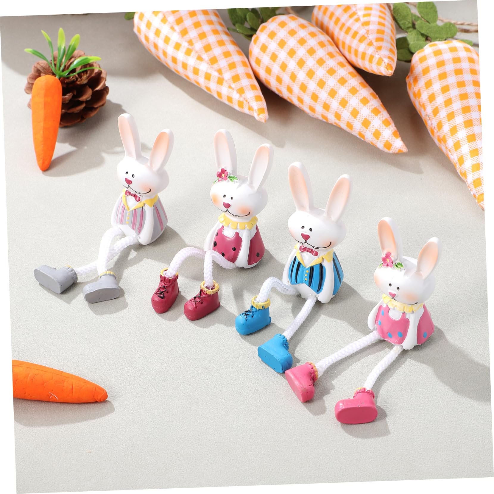 OUNONA 3 Sätze Kaninchen-verzierung Bunnies Ohren Hase Regalsitter Dein Hasenfigur Porzellanhase Hasen Dekorationen Stehende Häschenstatuen Groß Colorful Harz 4 Stück * 3