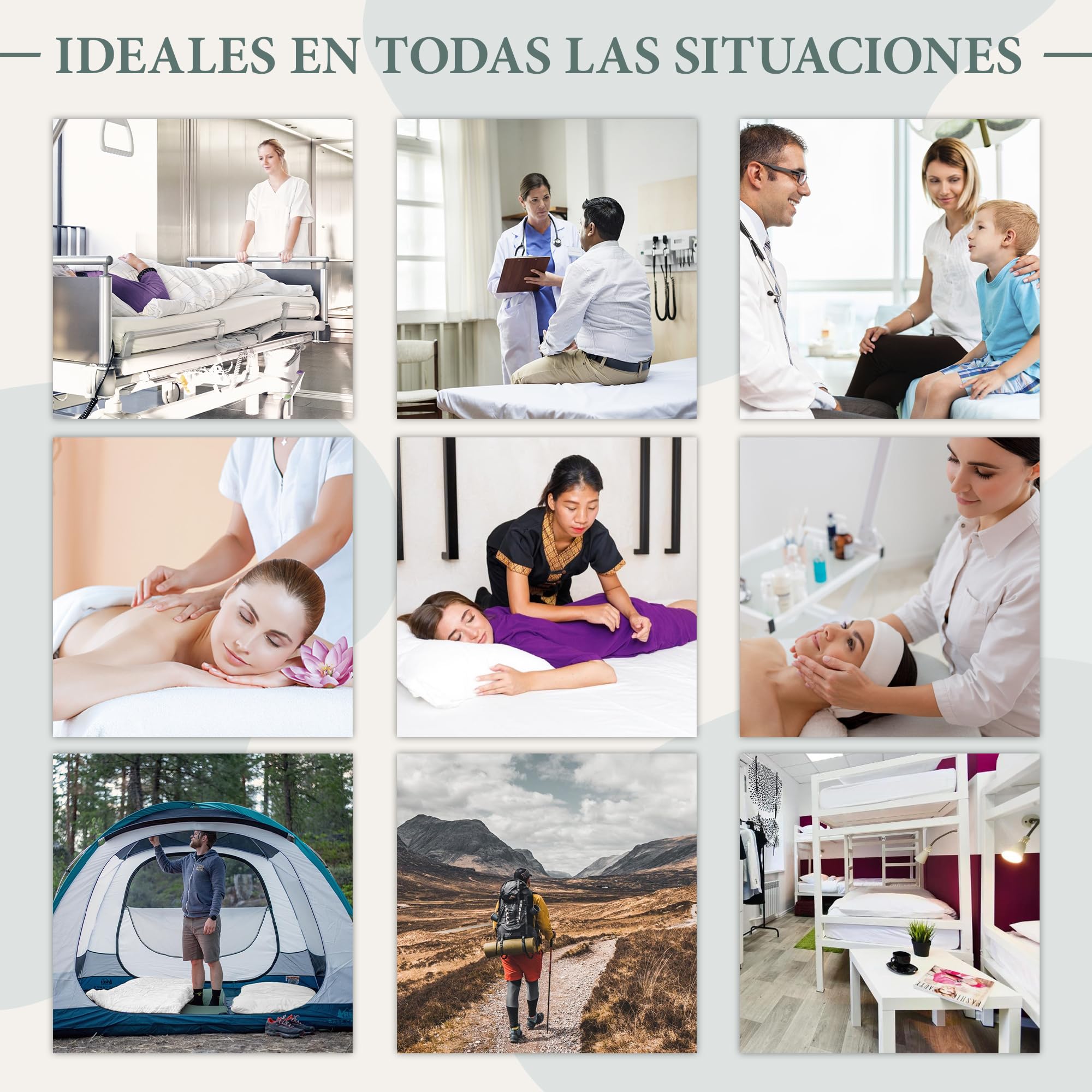 10 Uds Sábanas de Camilla Ajustables Desechables 80x210cm de TNT SMS | Funda Camilla Masaje |Blanca Tela Desechable para Camilla,Funda Colchón, Hotel, Salón de Belleza y Estética