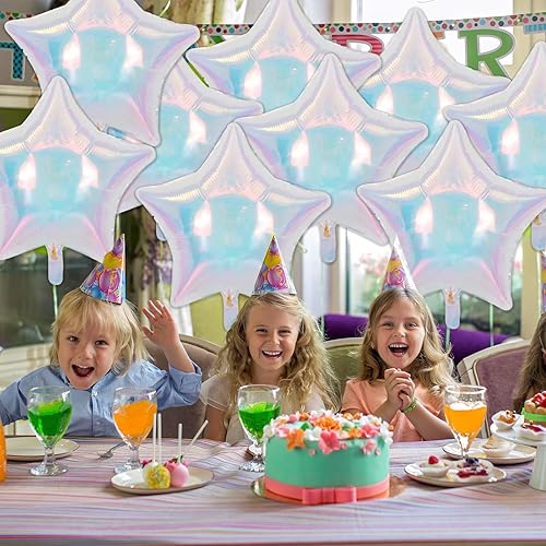 Miniatura 69 de KALOR Globos de Mylar de estrella rosa intenso de 18 pulgadas, 10 globos de helio en forma de estrella para bodas, baby shower, decoraciones de Rosa