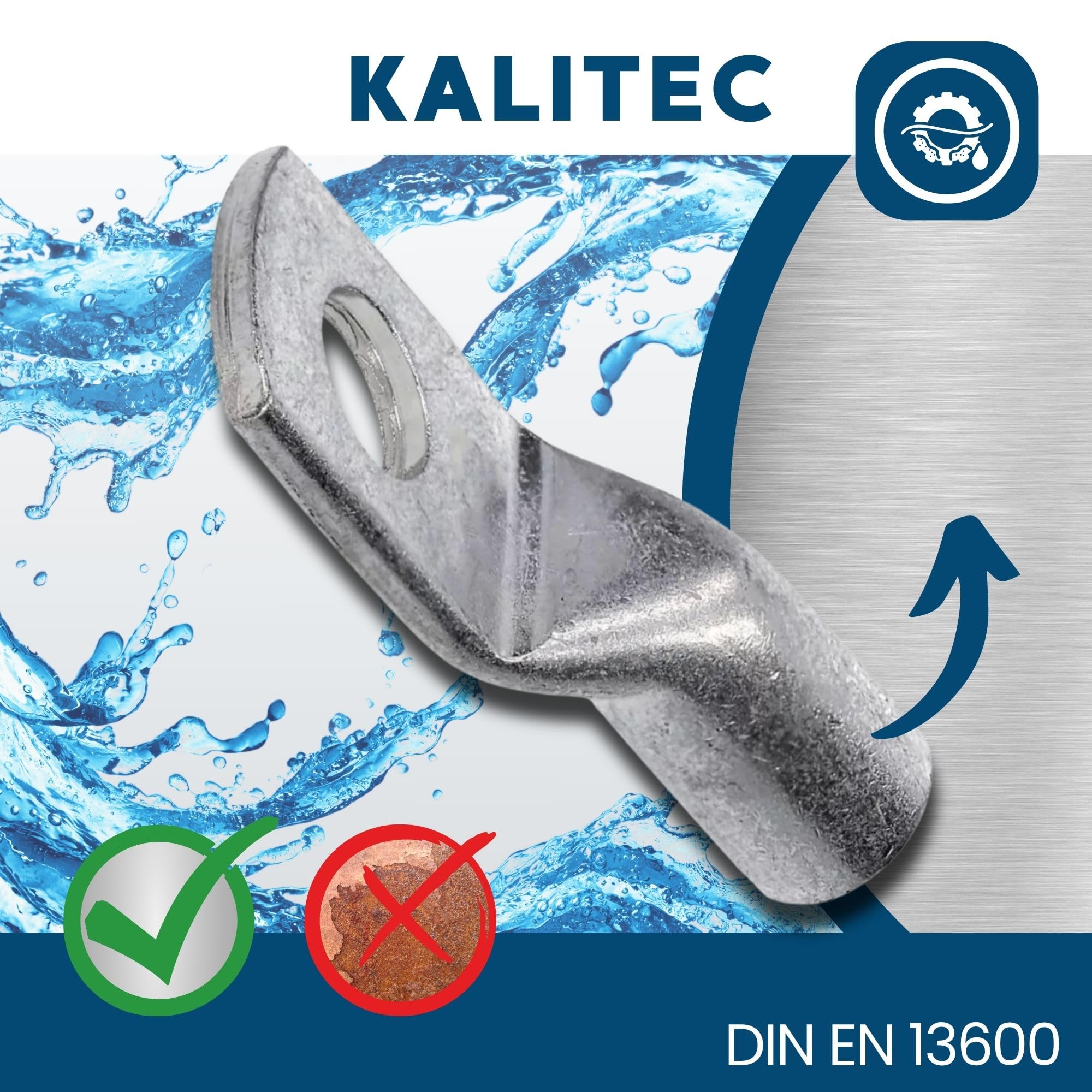 Kalitec 10x Rohrkabelschuhe 95mm² M6 - Kupfer Kupferkabelschuh verzinkt