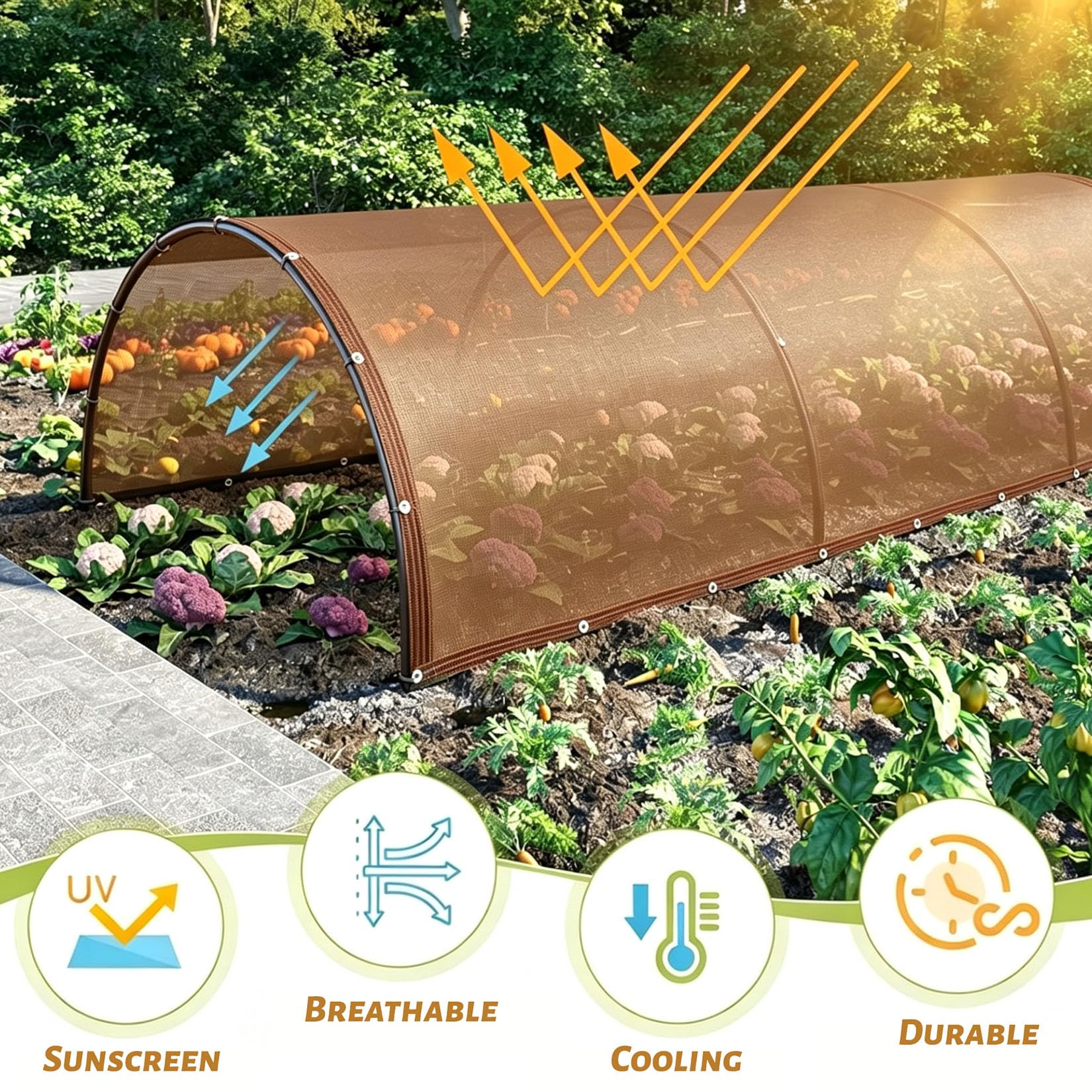 Malla de Sombreo Red de Sombra Malla Sombreadora Exterior con Ojales Café 90% Tasa de sombreado para Patio Plantas Pérgola Terraza Balcon Valla Jardin ocultacion(7x8m)