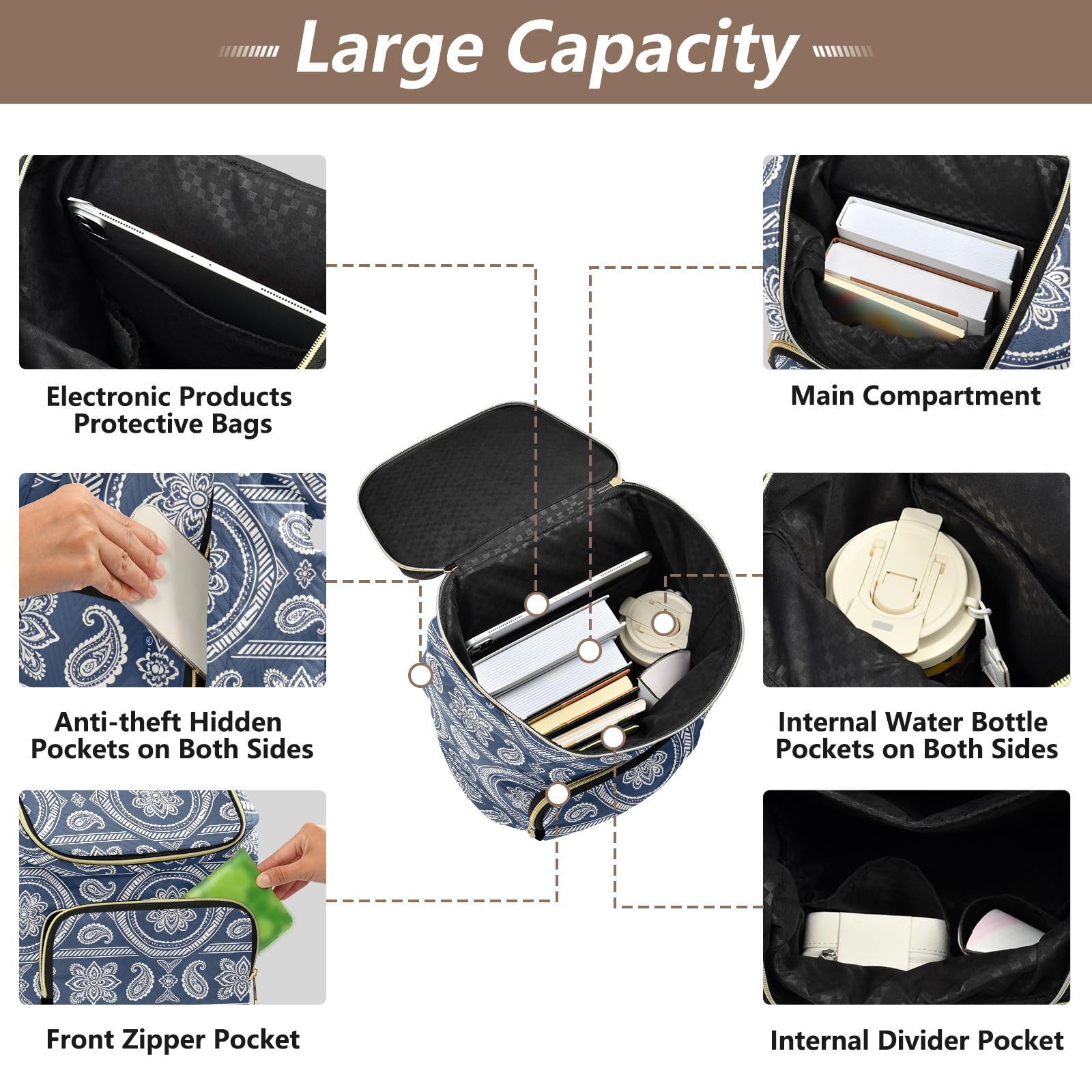 Zaino alla moda da 15L per le donne robusto resistente all'usura borsa per il trasporto