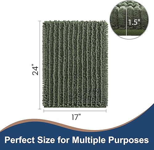 Miniatura 2 de FLOLEOPA Tapetes para baño de microfibra de felpa suave, absorbentes, antideslizantes, se pueden lavar y secar a máquina, para bañera, ducha y baño