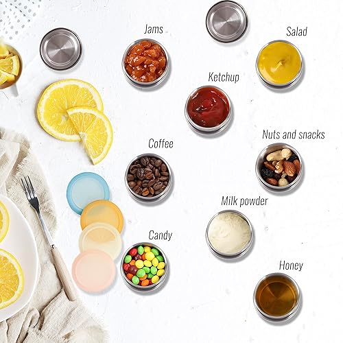 Miniatura 3 de Kieaisy Recipiente para aderezo para ensaladas, recipientes pequeños de condimentos de 1.6 onzas con tapas, recipientes de condimentos de acero