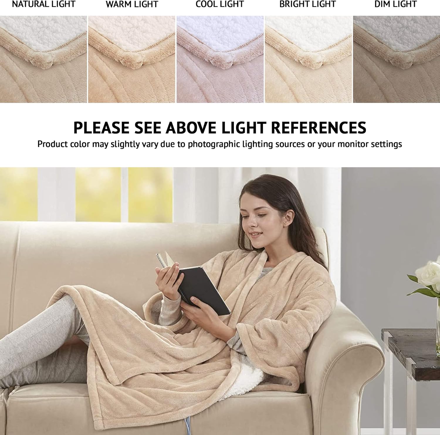 Beautyrest Ultra Soft Sherpa Berber Fleece Electric Poncho Wrap Blanket Heated Throw with Auto Shutoff, 50 in x 64 in, Lavender Lattice : Home & Kitchen