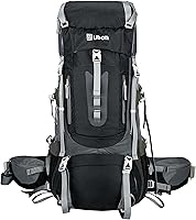 Vista 7 de Ubon Mochila de senderismo con marco interno de 50/60 L, mochila de camping para hombres y mujeres con cubierta de lluvia