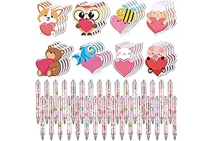 ReliThick Valentines Pens Set With Heart Sticky Notes