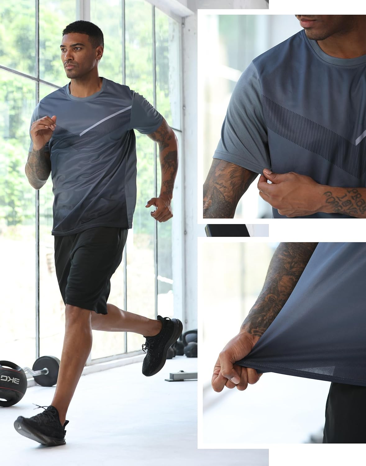 RPOVIG Men's 3 Pack Shirts Shorts Zipper Pockets Quick Dry Gym Athletic Clothes Workout Running Sets Summer Casual - Image 5