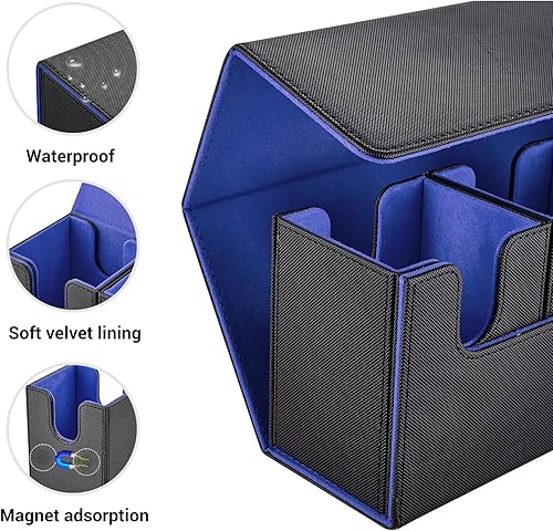 Miniatura 4 de FOTEEMO Caja de cartas para MTG, 5 en 1 Commander, caja de cubierta con bandeja de dados con capacidad para más de 400 tarjetas sin mangas Magic