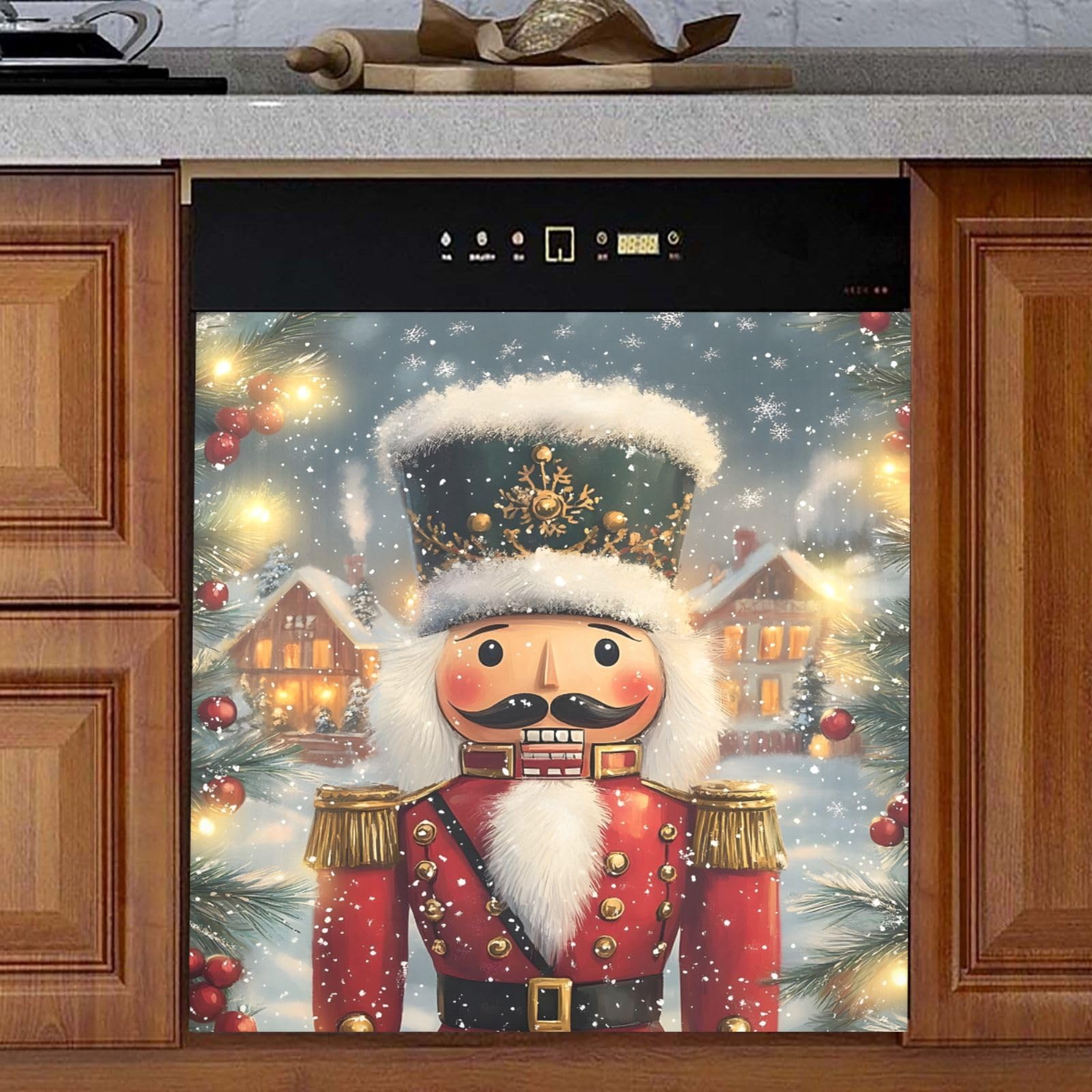 Photo 1 of ***FACTORY SEALED***Christmas Dishwasher Magnet Cover Nutcracker Christmas Decorative Dish Washer Cover Panel for The Front Sticker Decal Washing Machine Cover Holiday Decor 26x23 in