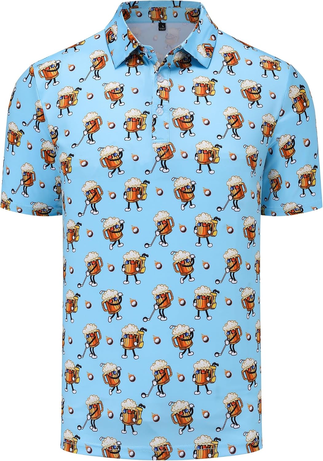 Mens Golf Polo Shirts Short Sleeve Dry Fit Print Performance Moisture Wicking Casual Funny Golf Polo Shirts for Men