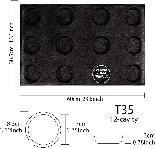 Miniatura 40 de Pan para hornear pan de hamburguesa Eclair perforado hojas de disco redondo de malla de silicona molde de 8 pan forma de círculo cónico