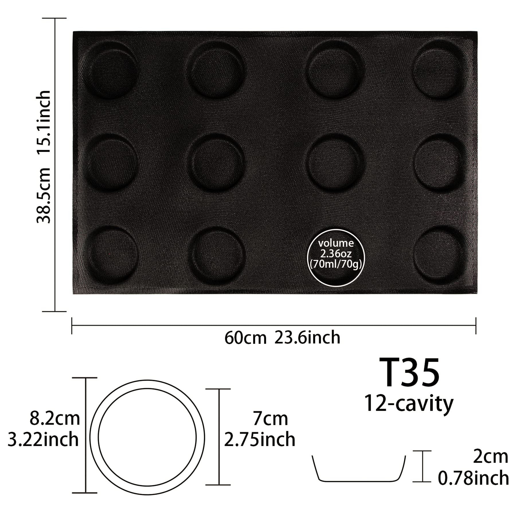 FUNSHOWCASE Bandeja antiadherente para hornear hamburguesas, molde de silicona para pan, molde de 12 pan, forma de círculo