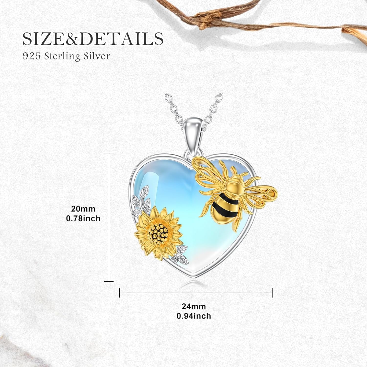 Bee Necklace for Women 925 Sterling Silver 18K Gold Plated Moonstone Bee Pendant Moonstone Jewelry Gifts for Daughter - Image 4