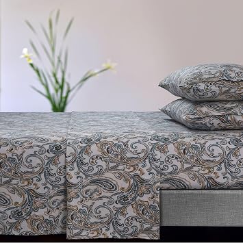 Tribeca Living King Extra Deep Pocket Flannel Sheet Set, Camilla | 170 GSM Cotton, Ultra Soft, Warm and Cozy, Breathable, Ideal for Cold Weather