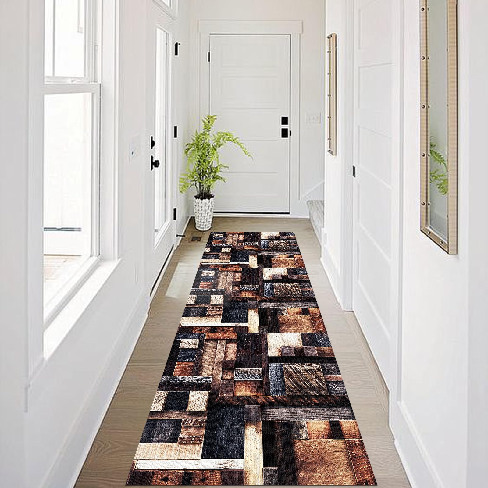 Teppich Läufer Flur Lang 50 x 300 cm rutschfest Küchenläufer Waschbar Teppichläufer Flur Küchenteppich Flurläufer Eingangsteppich Schmutzfangmatte Kurzflor Bettumrandung Teppich Flur für Wohnzimmer