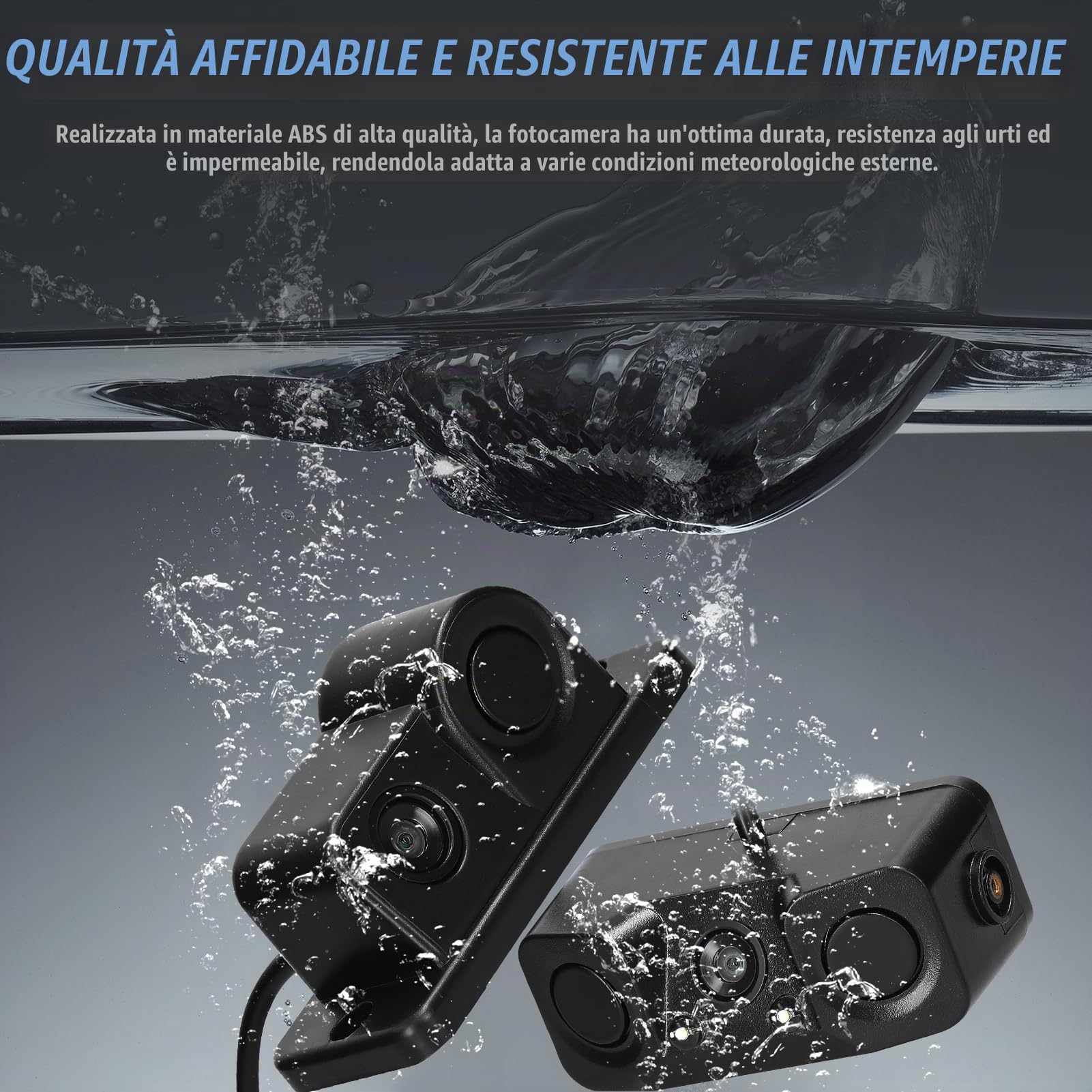 Shkalacar Telecamera Radar per Retromarcia visiva, 3 in 1 Telecamera per Retromarcia Impermeabile Videocamera per Retromarcia per Auto con 2 Radar Che Rilevano Sensori e Cicalino