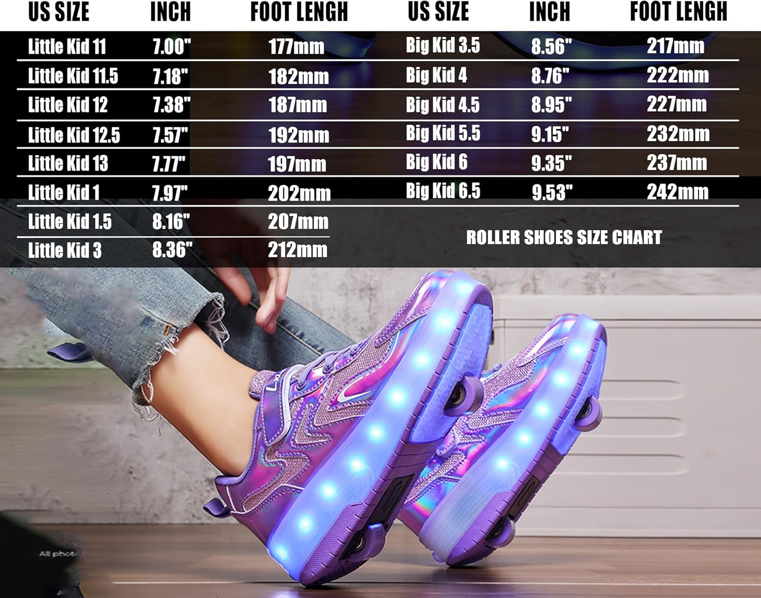 Roller Skate Shoes for Kids Boys Girls LED Roller Sneakers Light Up Fashion Flashing Wheels Shoes Rechargeable