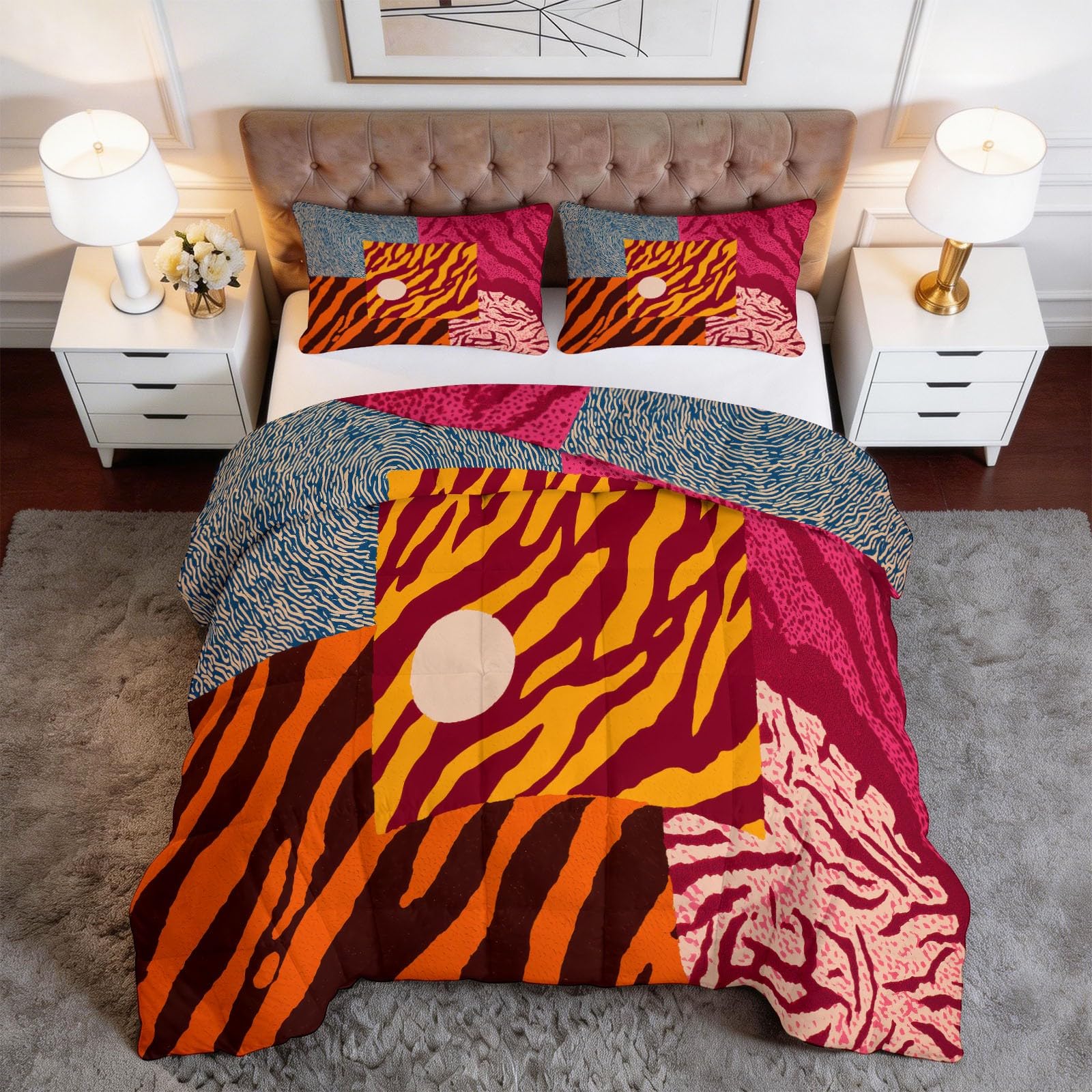 Edredón de cebra y tigre 220x240 cm colcha estampada naranja para cama y sofá