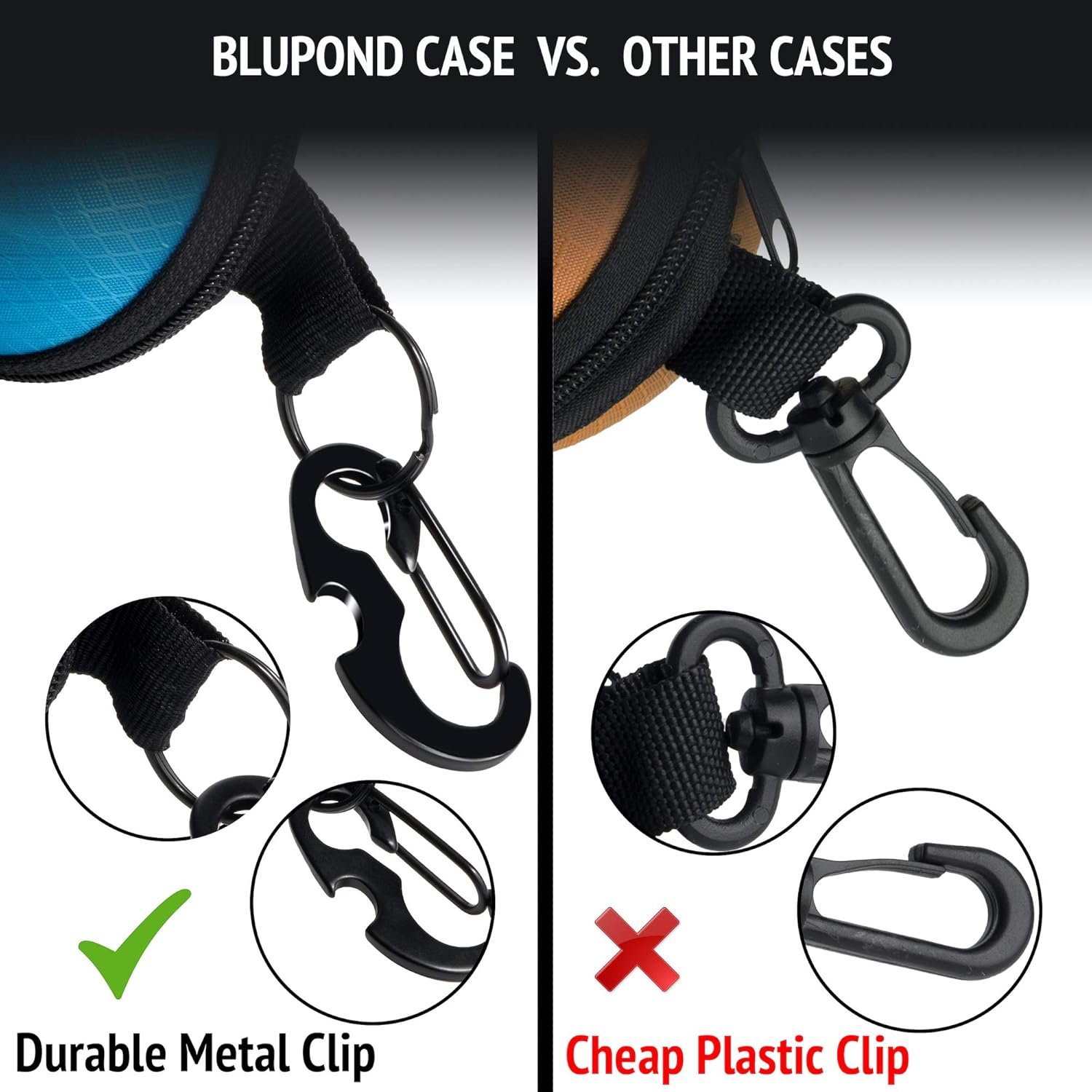 BLUPOND Sunglasses Case Semi Hard EVA Shell with Metal Hanging Hook Belt Clip Sun Glasses Storage - Image 4