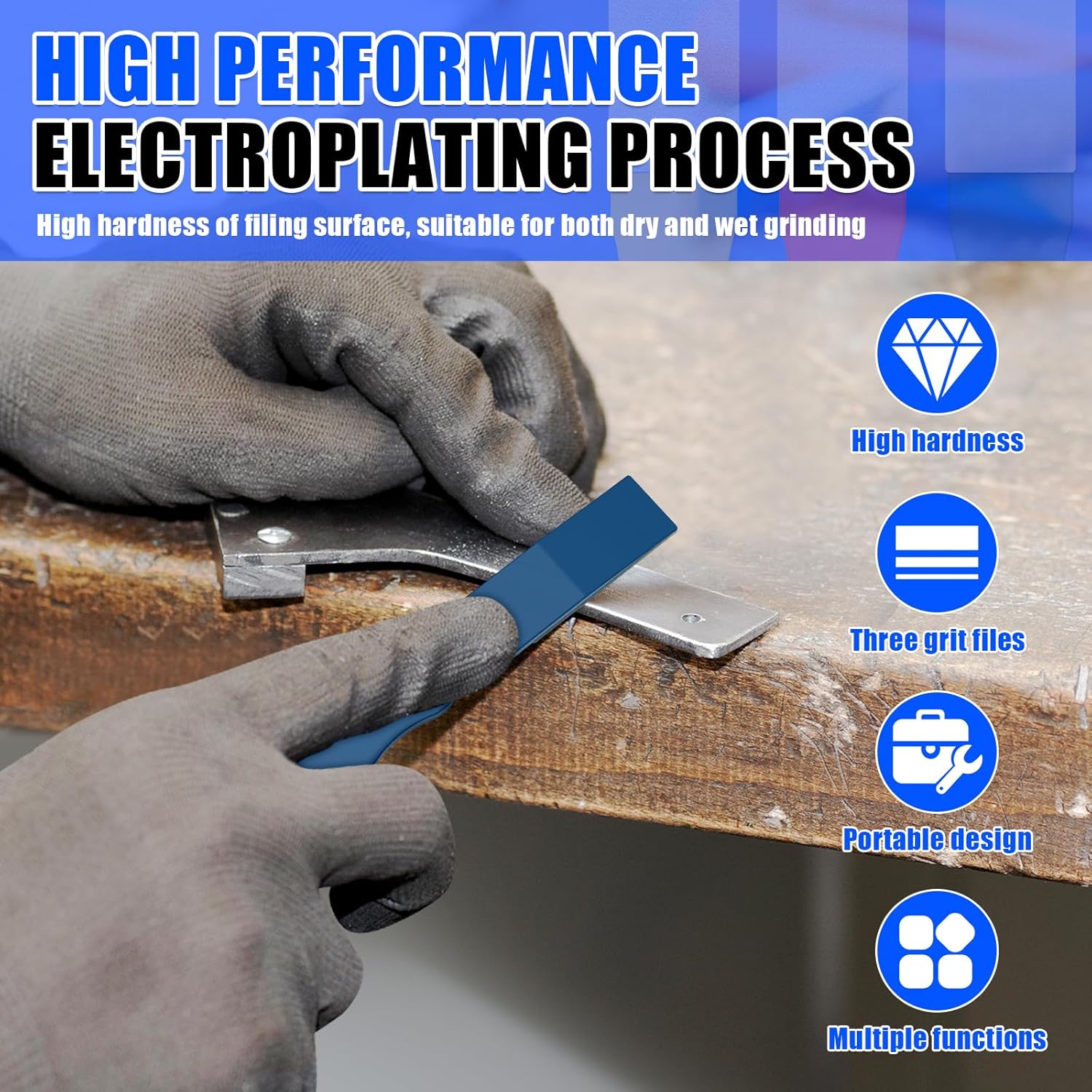 6/12Pcs Diamond Sharpening Hone Set 220/400/600 Grit Color Coded Portable Flat Hand File Knife Set with Non Slip Handle for Kitchen, Garden, Outdoor tools Fine/Coarse Grinding(12PCS)