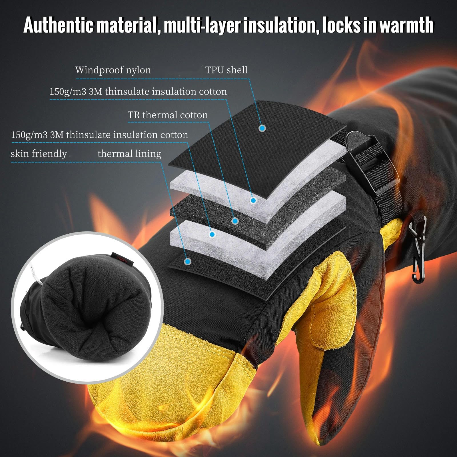 Guantes térmicos de Invierno para esquí, Snowboard, Motociclismo, Ciclismo, Hombre y Mujer, cálidos para la Nieve (Amarillo 1019)