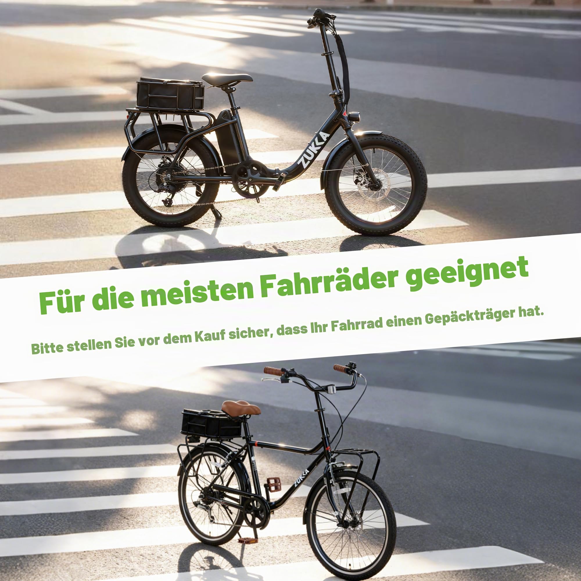 ZUKKA Fahrradkorb Hinten mit Liner für Elektrofahrräder,E-Bike und Fahrrad