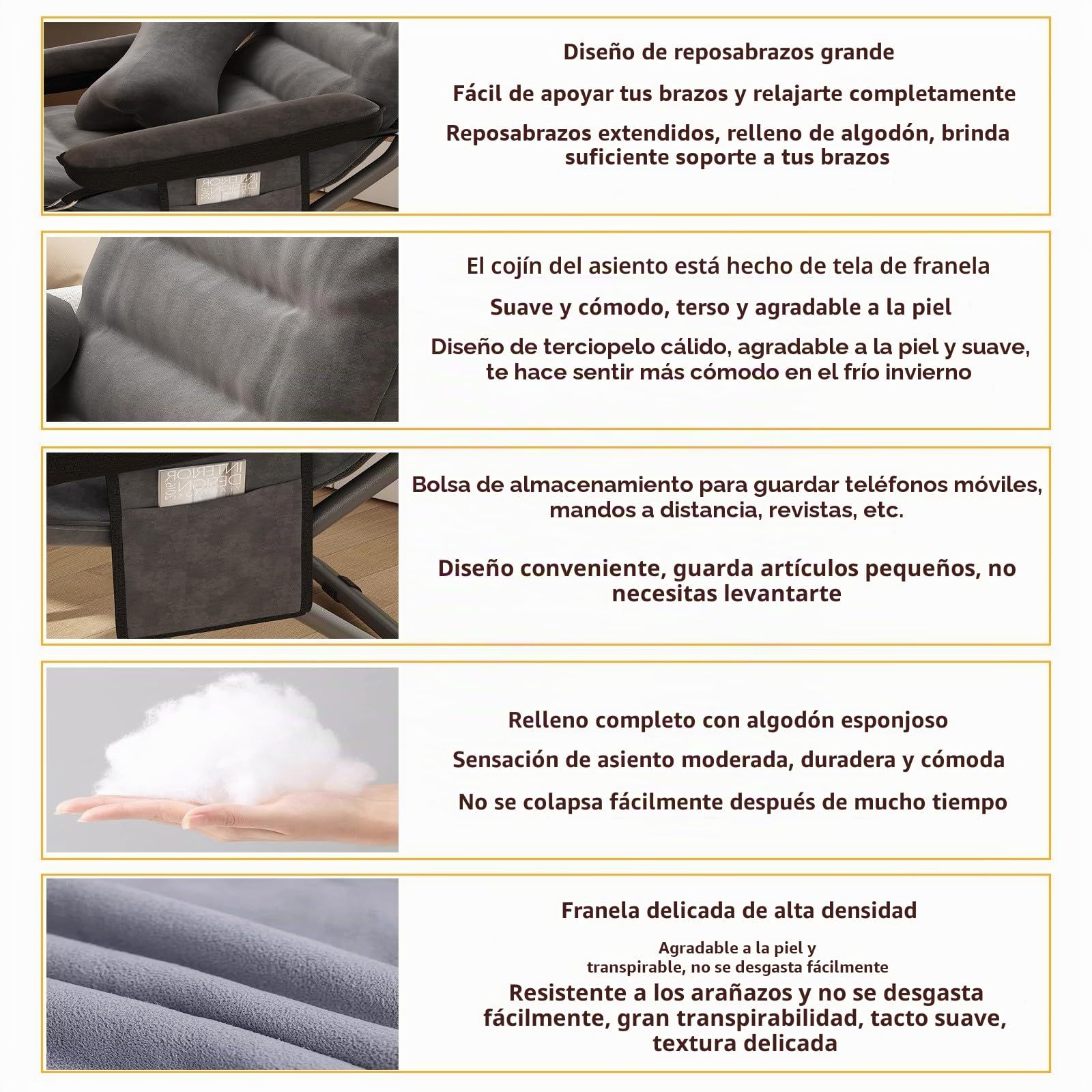 Sillón Relax Reclinable Para Dormitorio y Sala De Estar - Butaca de Lectura Portátil - Folding Chairs B1