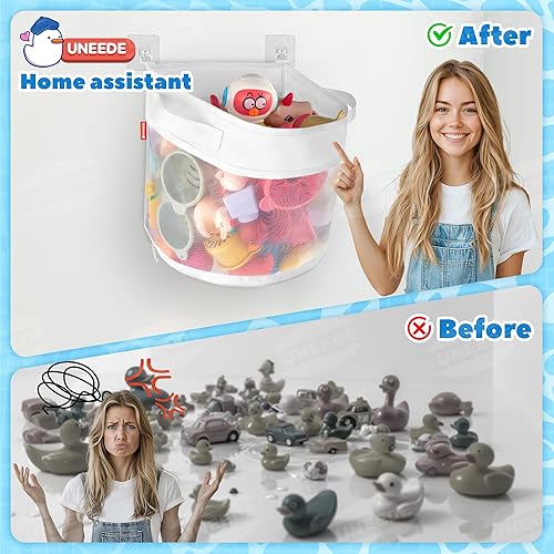Miniatura 5 de UNEEDE Organizador de juguetes de baño, organizador de almacenamiento de juguetes de bañera de 4 galones, soporte de juguete de baño de acceso