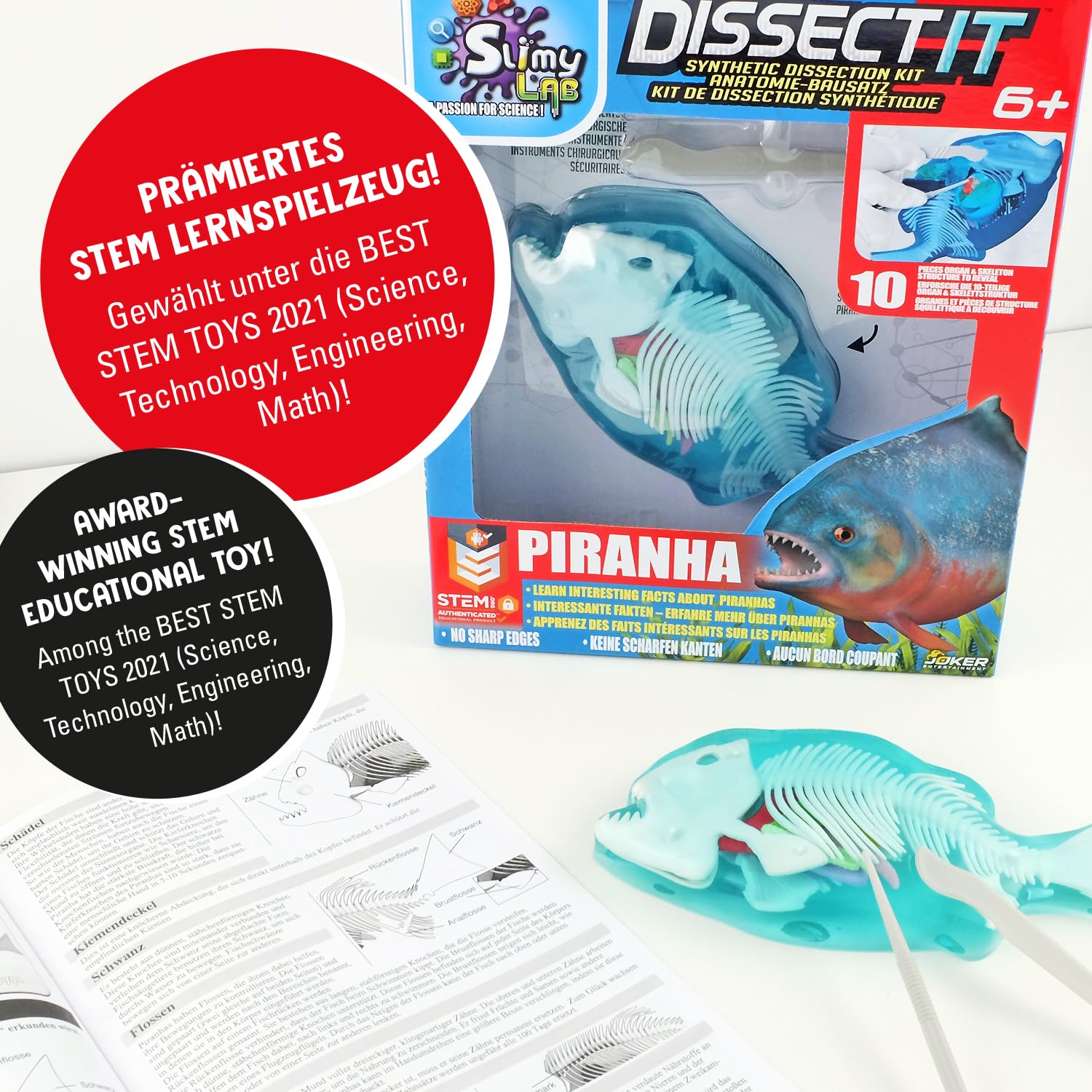 SLIMY Lab Dissect-IT Piranha - zestaw do eksperymentowania i badań - laboratorium śluzu, nagrodzona zabawka edukacyjna STEM/miętowa, zestaw Slime z plasteliną do zabawy i narzędziem do sekcji