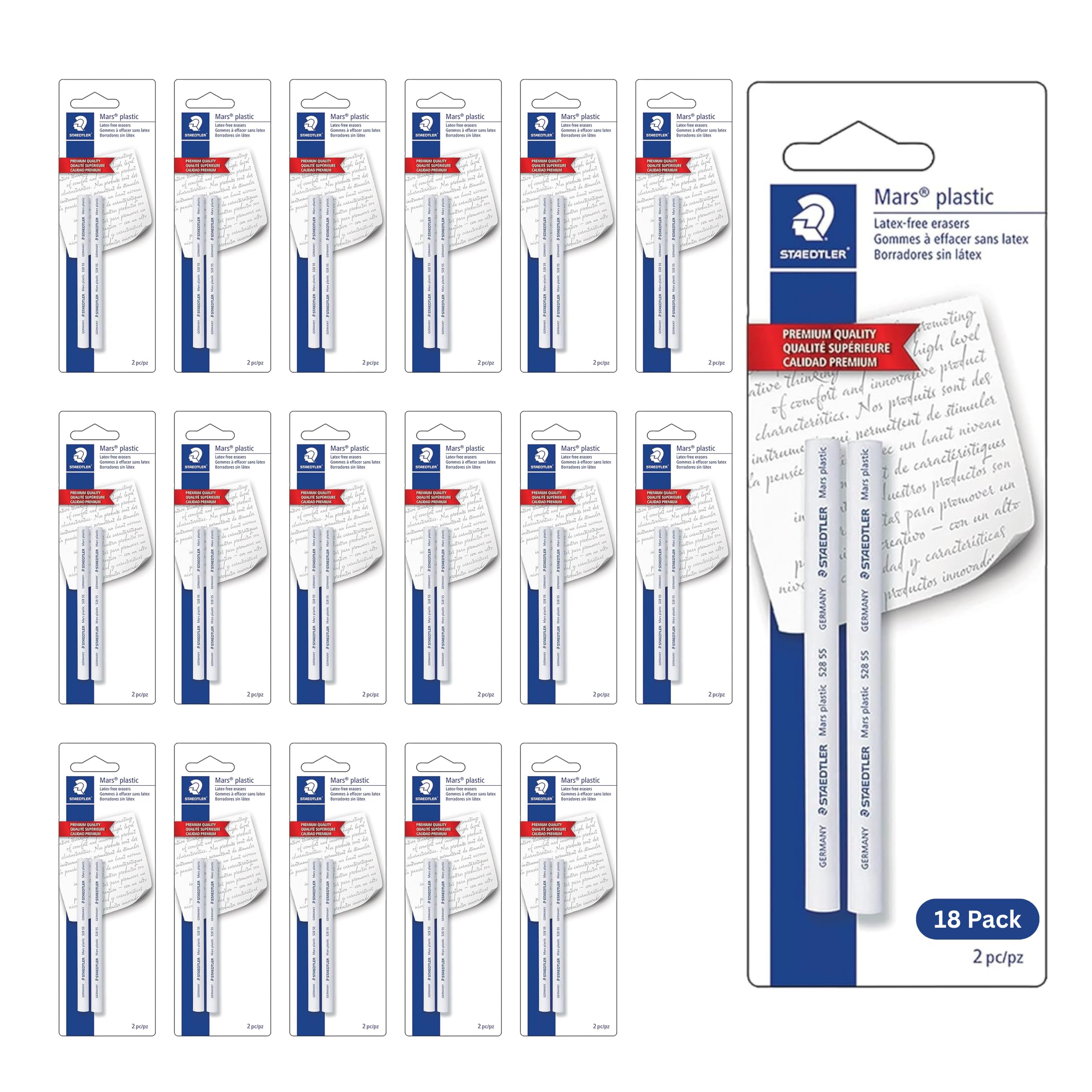 STAEDTLER Mars Plastic Eraser Refills - 18 Pack, 36 Count