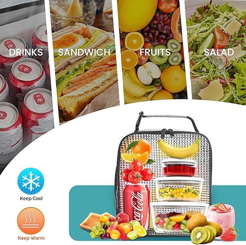 Miniatura 6 de Lonchera para hombres y mujeres, lonchera reutilizable para adultos, pequeña lonchera aislada, bolsa de almuerzo para oficina, trabajo, picnic,