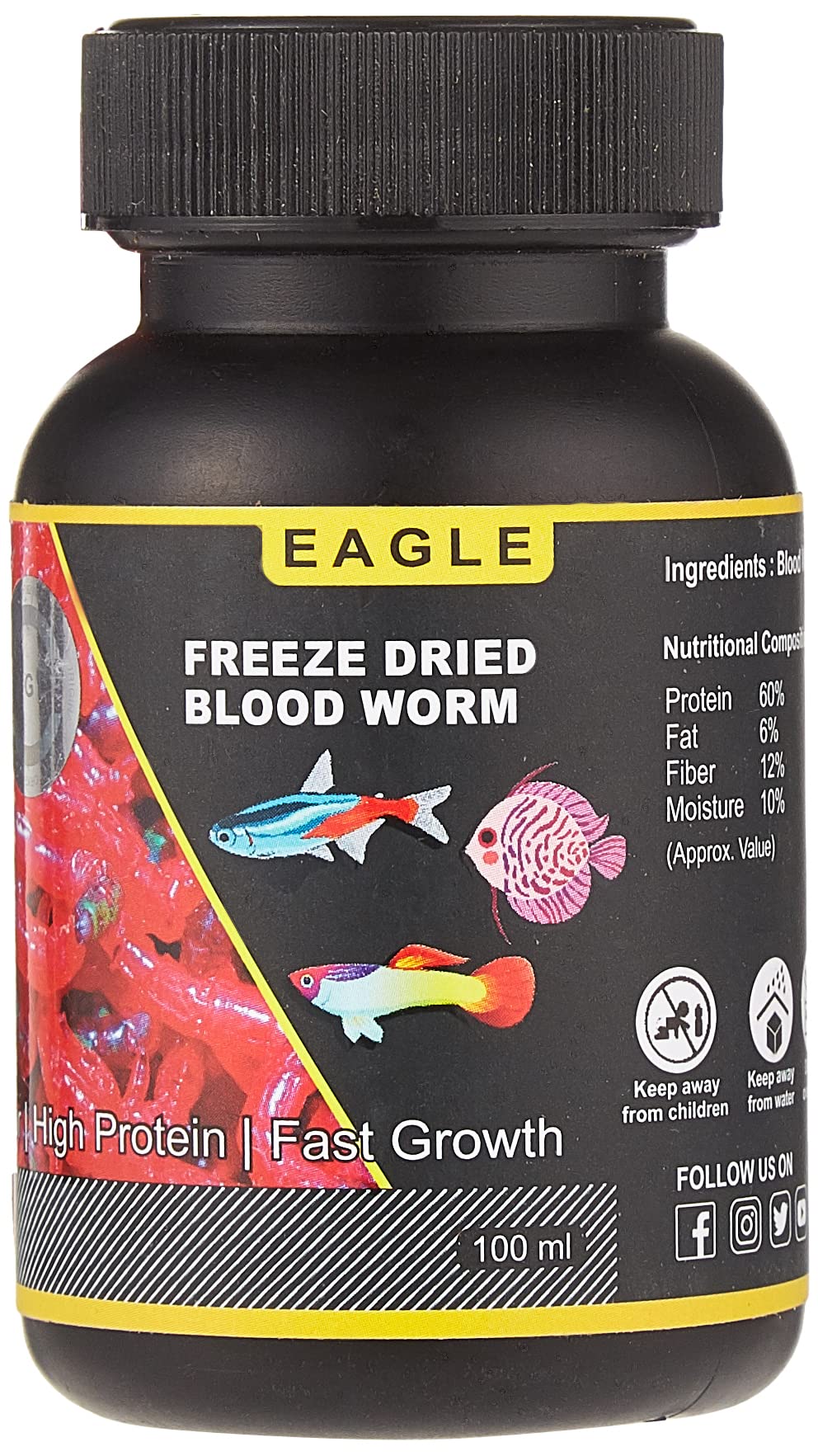 Horizone Eagle Freeze Dried Blood Worms 100 Ml, Multicolor