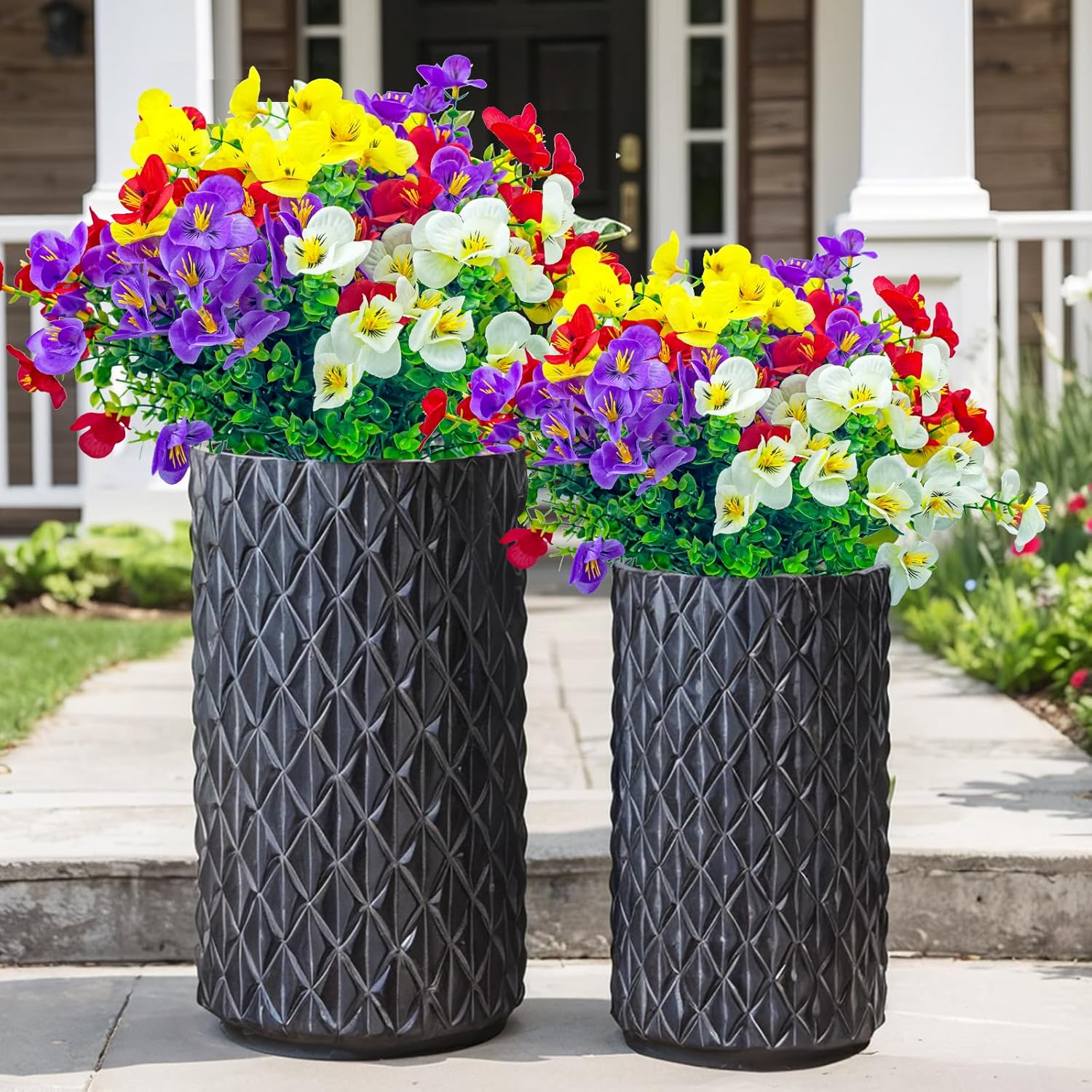 8 Bundles Artificial Flowers for Outdoors,UV Resistant Faux Plastic Flower Shrubs Fake Flowers for Outdoors Indoor Home Décor(Mix Colors) - Image 8