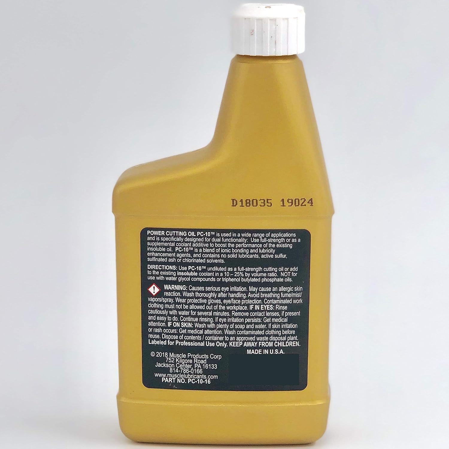 Muscle Power Cutting Oil PC-10, 16 Fluid Ounces, Insoluble Oil or Supplemental Coolant Additive