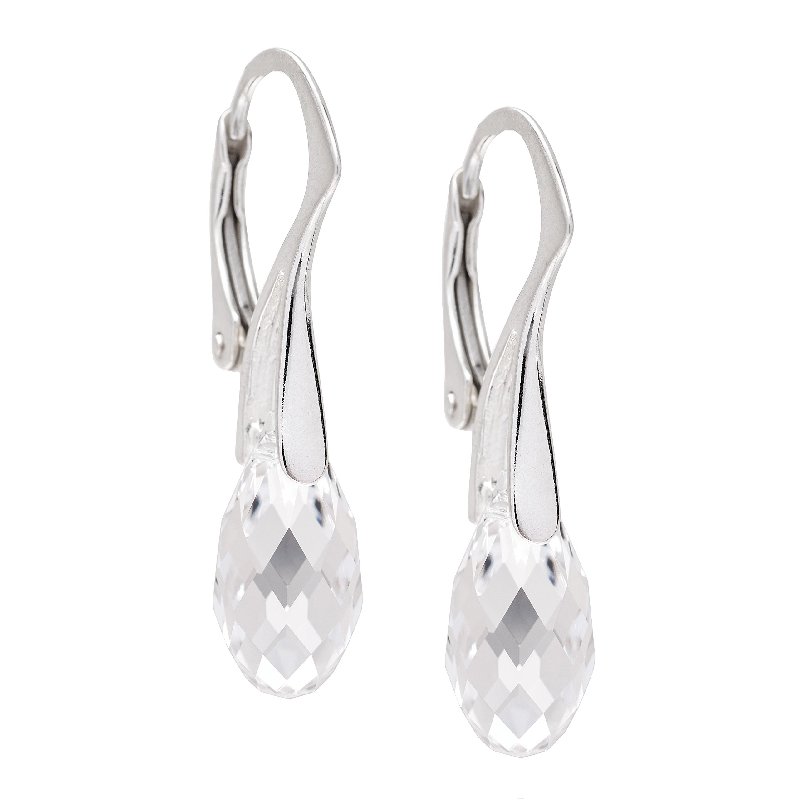 LillyMarie Pendientes Colgantes De Plata De Ley Con Cristal En Forma De Gota Y Cierre A Presión