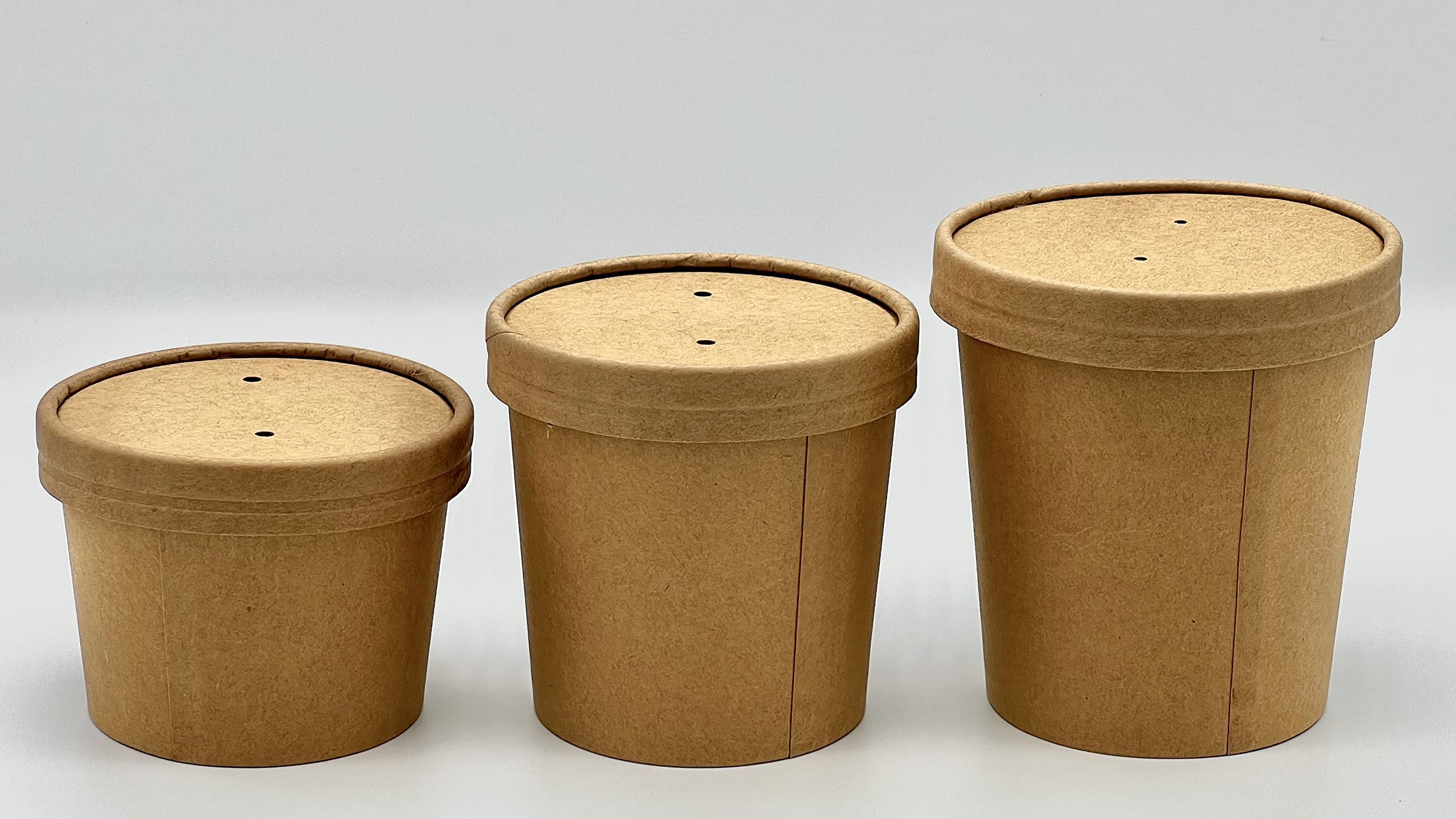 Buy 25 Set of Brown Kraft Disposable Soup Containers with Lids of Paper