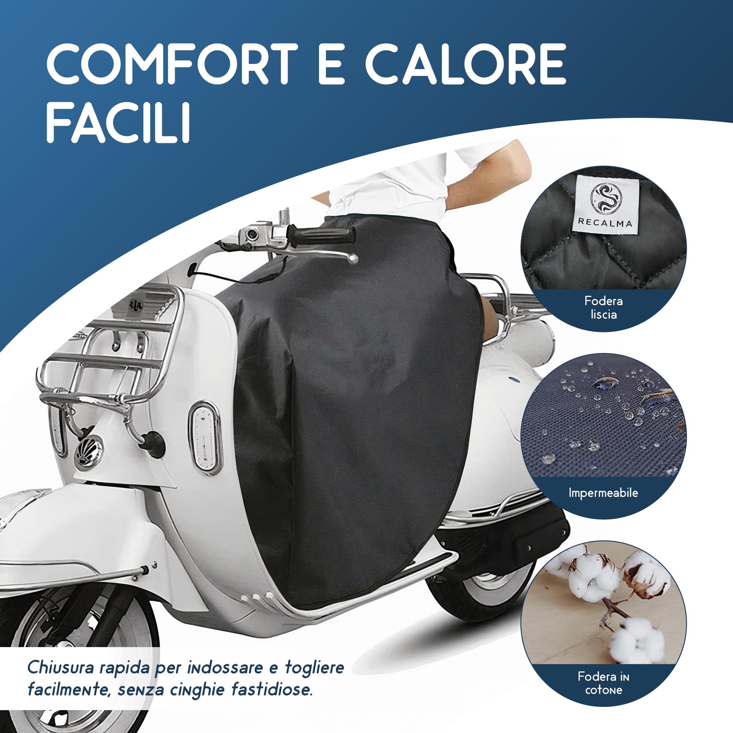 Scooter - Tappeto universale per gambe - Scalda gambe - Coperta - Tappeto Scootmobile - Impermeabile - Antivento - Copertina Scooter