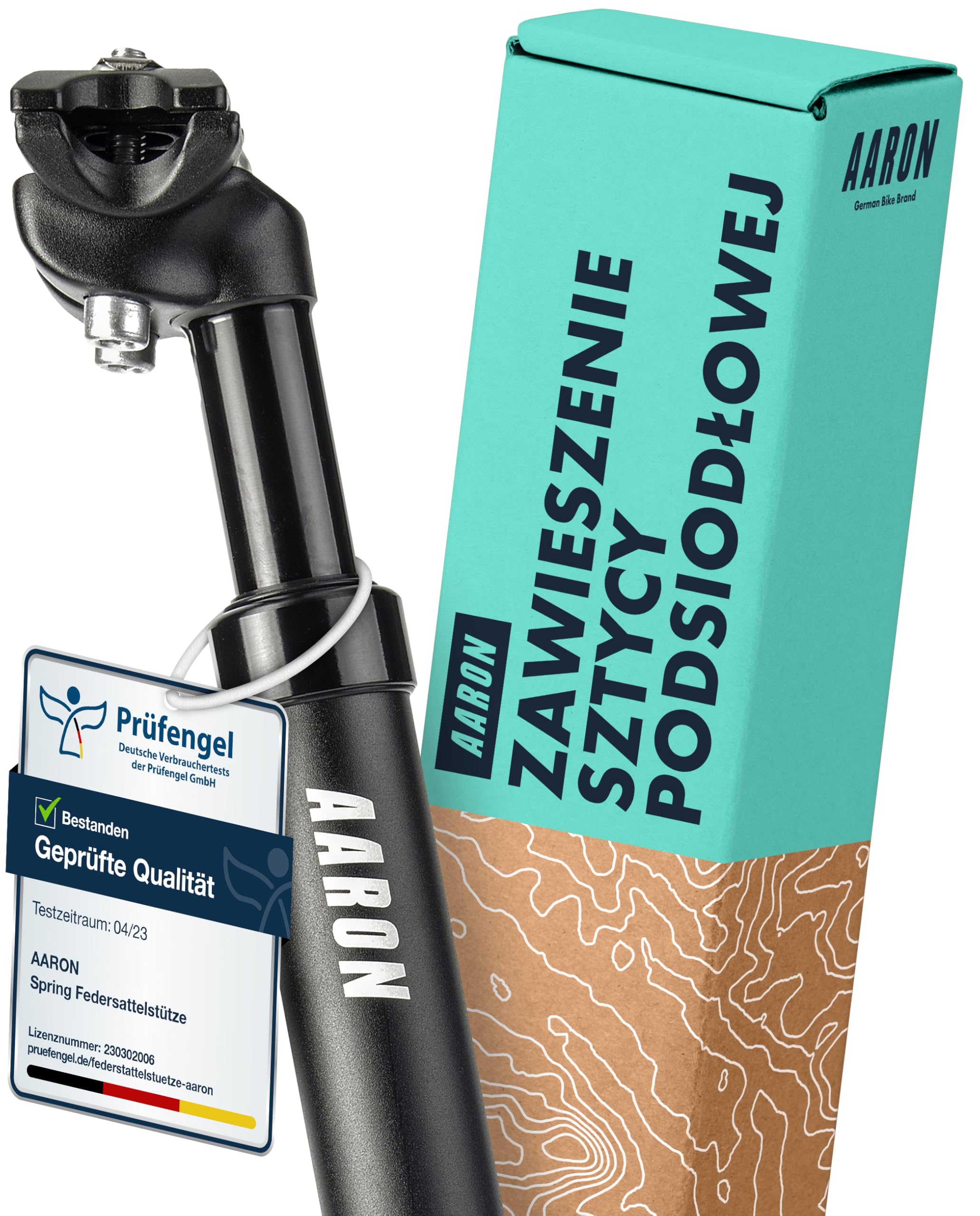 AARON Sprężynowy sztyca siodełka o średnicy 27,2 mm, 30,9 mm lub 31,6 mm, aluminiowa, sprężynowa sztyca siodełka o długości 350 mm, do roweru elektrycznego, roweru górskiego,