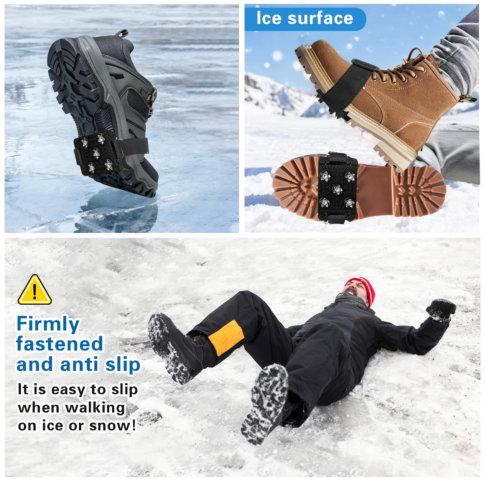 Crampones Nieve Hielo 5 Dientes Antideslizantes para Botas Senderismo Pesca Escalada Montañismo