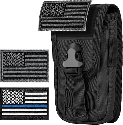 IronSeals Funda táctica para teléfono, funda táctica para teléfono inteligente, paquete EDC Molle, soporte para cinturón con parche de bandera