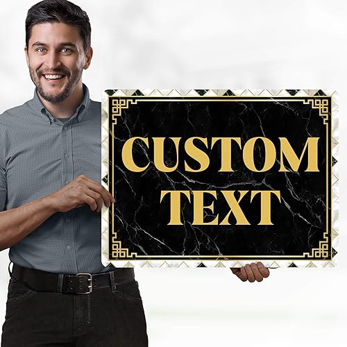 Miniatura 919 de My Sign Center - Letrero personalizado, 11 colores de fuente, 13 estilos de fuente, 4 opciones de agujero, 22 tamaños, 8 x 32 pulgadas, sin óxido,