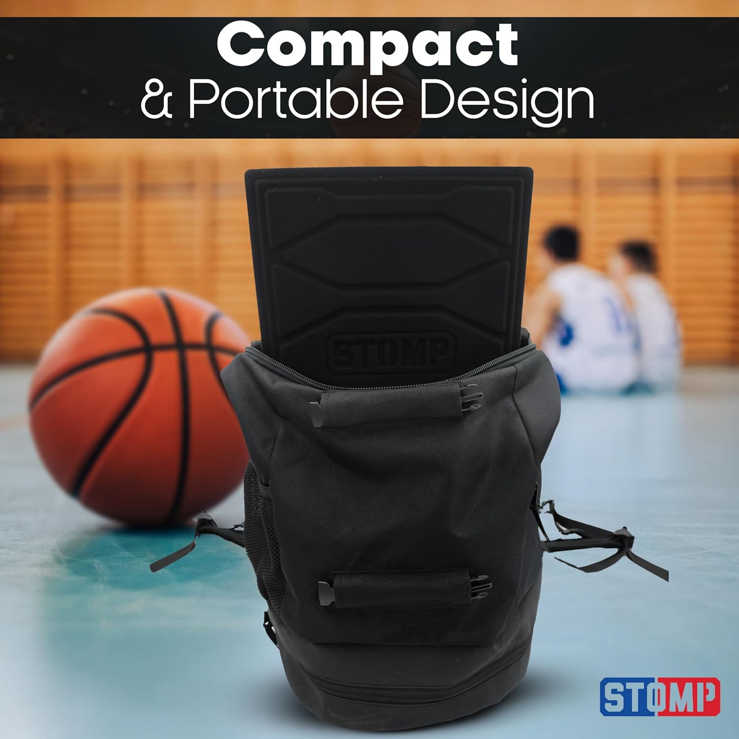 STOMP Athletics 2-Pack Mini Reusable Traction Mat Bundle for Basketball & Volleyball Shoes - Portable Non-Slip Shoe Cleaning Mats - Sticky Mat Alternative - Black & Pink