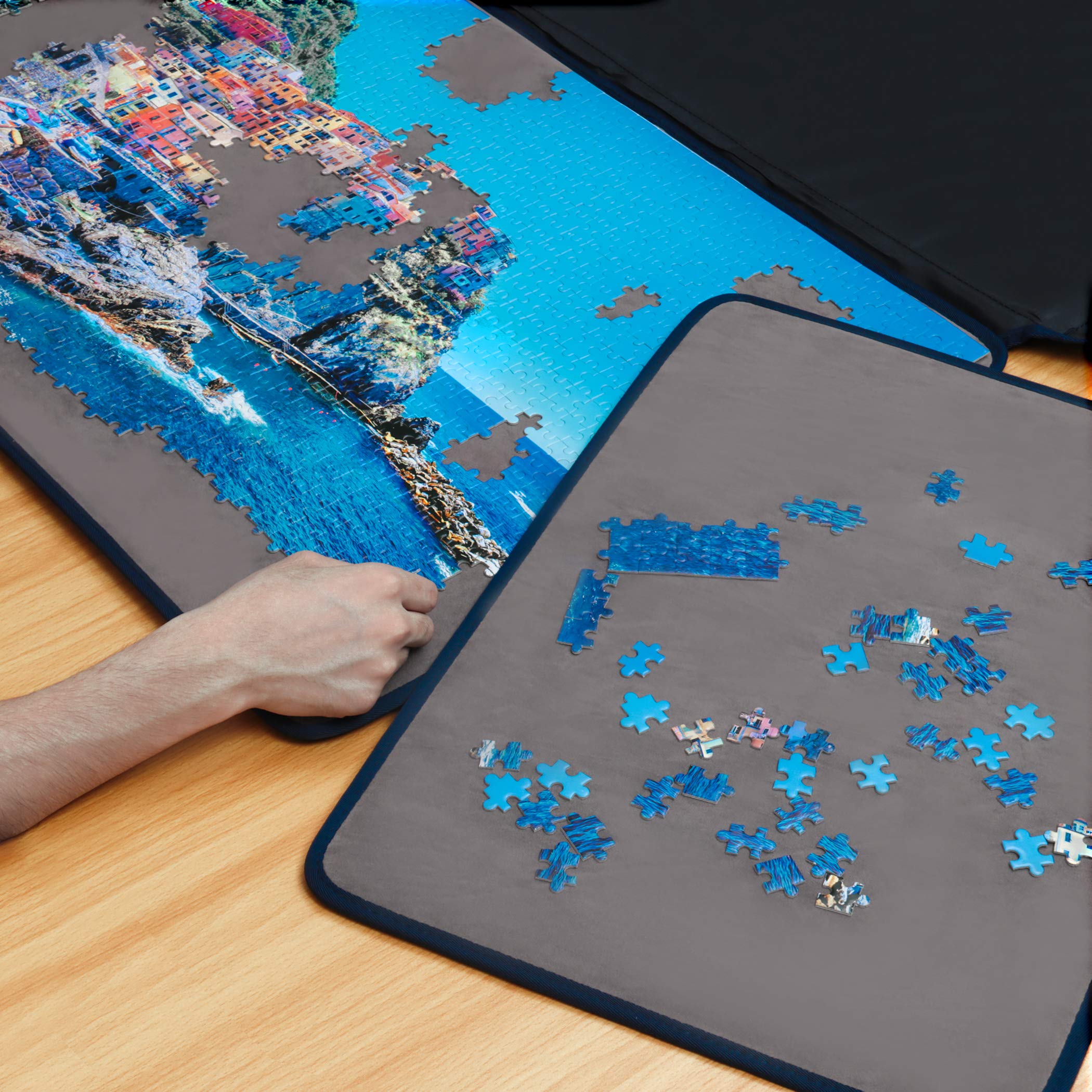 Becko US Jigsaw Puzzle Board Portable Puzzle Case Puzzle Storage Saver, Rutschfeste Oberfläche, für bis zu 1000 Teile (Dunkelgrau)