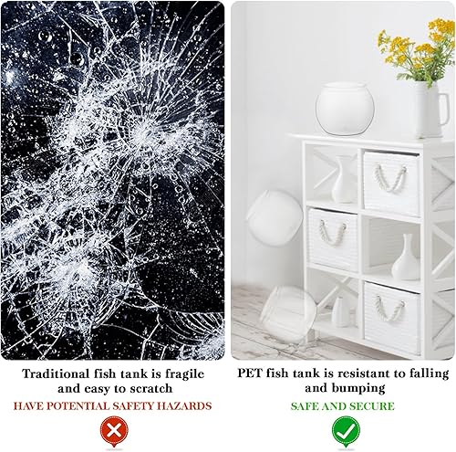 Miniatura 4 de iplusmile Cuencos de plástico para peces, pecera redonda, transparente, pequeño, para acuario, peces de colores, maceta para acuario de peces,