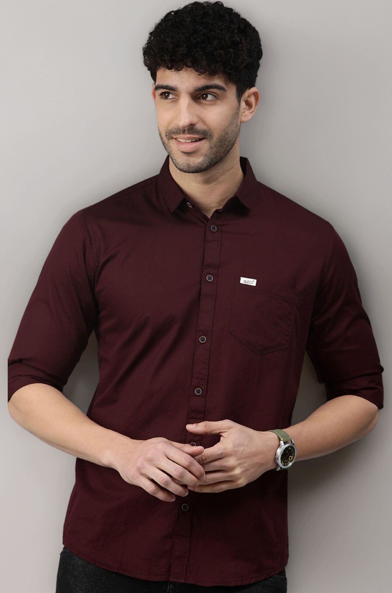 Men Classic Slim Fit Pure Cotton Casual Shirt