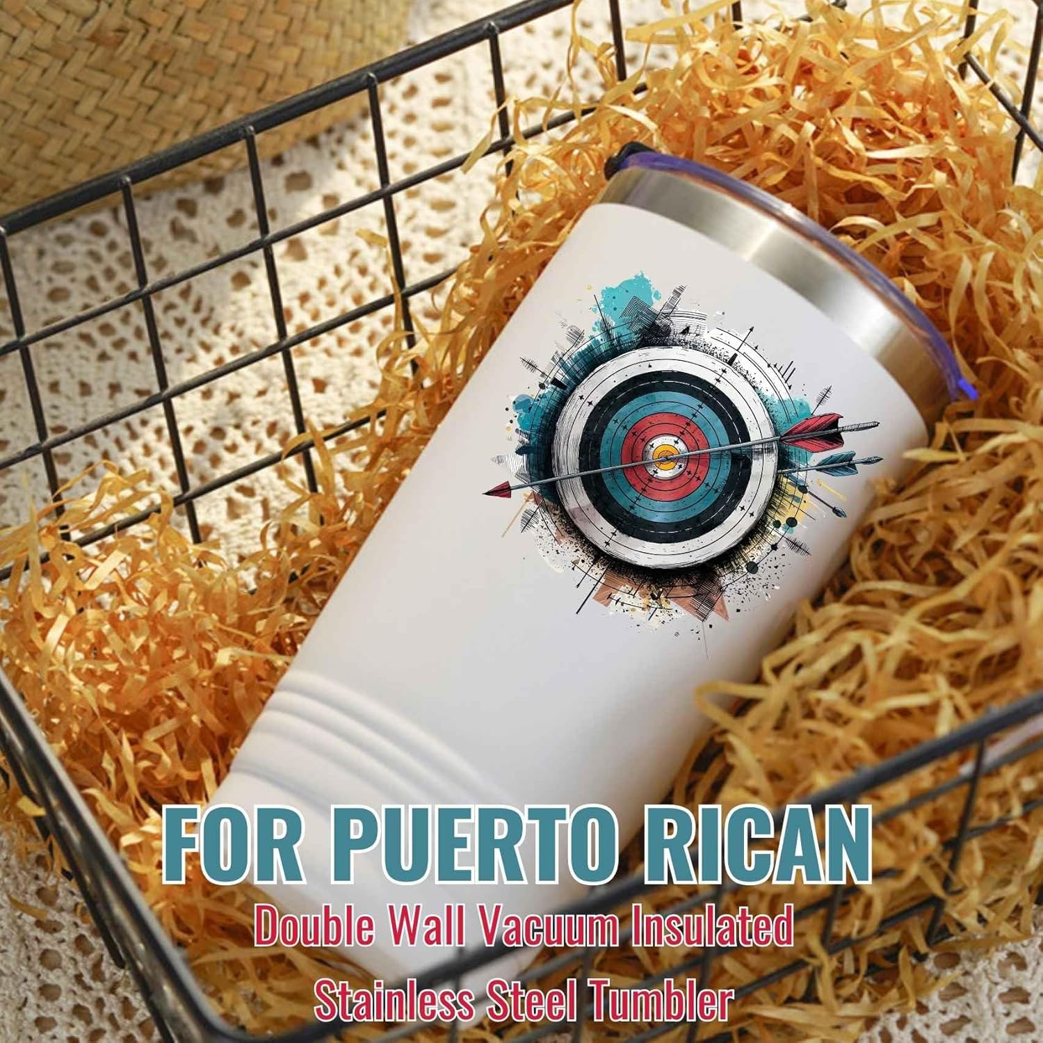 Onebttl Archery Gifts with Archery Target for Archery Lovers, 20oz Stainless Steel Travel Mug, Perfect for Women & Girls & Birthday & Christmas, White - Image 3