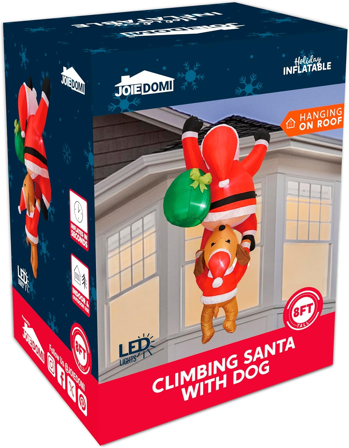 Joiedomi Hanging Christmas Inflatables Outdoor Decoration, Blow Up Climbing Santa with Dog, Christmas Blow Up Yard Decorations with Build-in LED for Xmas Party, Garden, Lawn, Roof Decor - Image 8